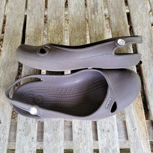 CROCS Olivia Brown Rhinestone Ballet Flats Slingback Shoes 7